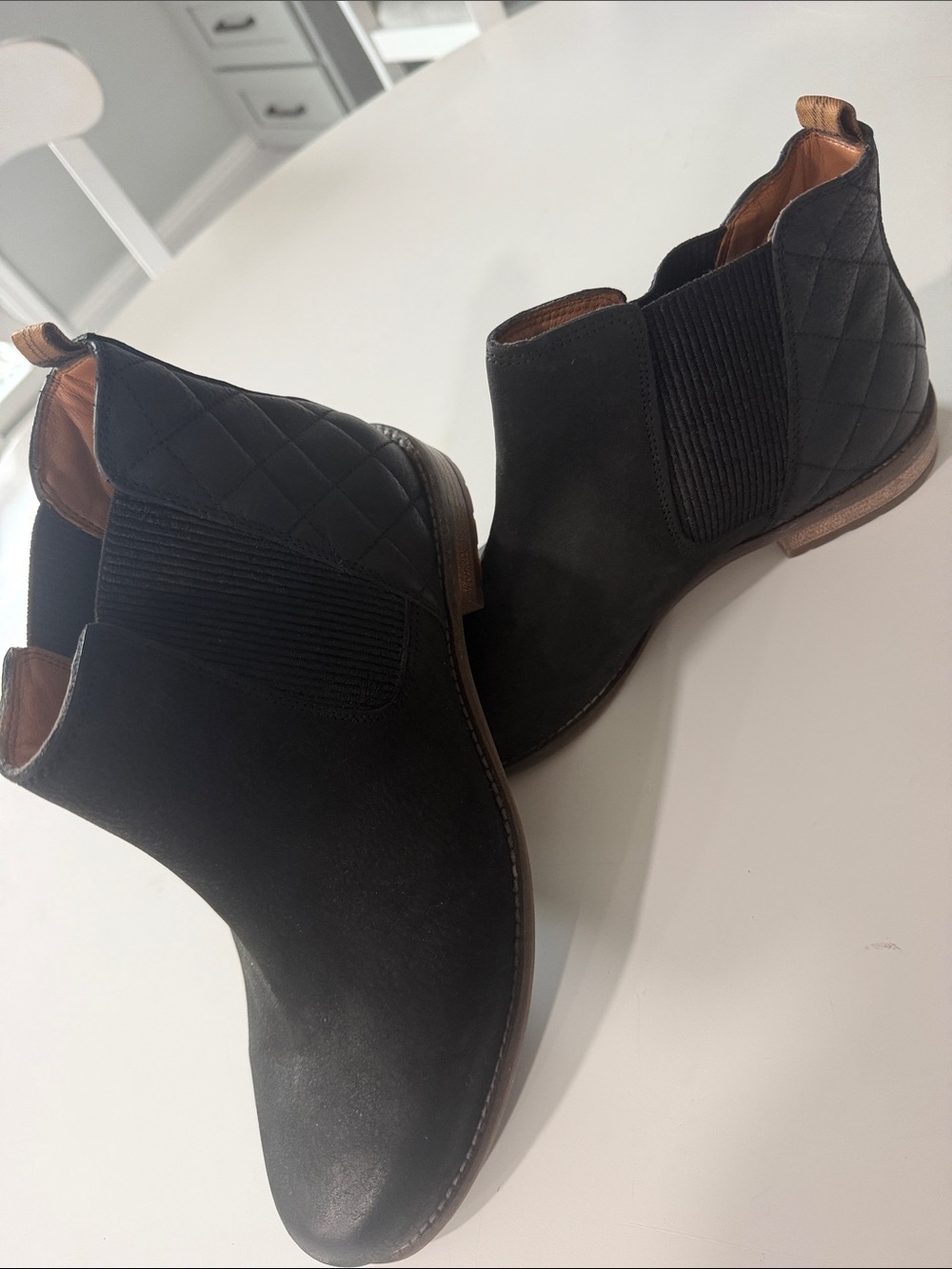 Barbour Black Quilted Chelsea Ankle Boots with Pull Tab